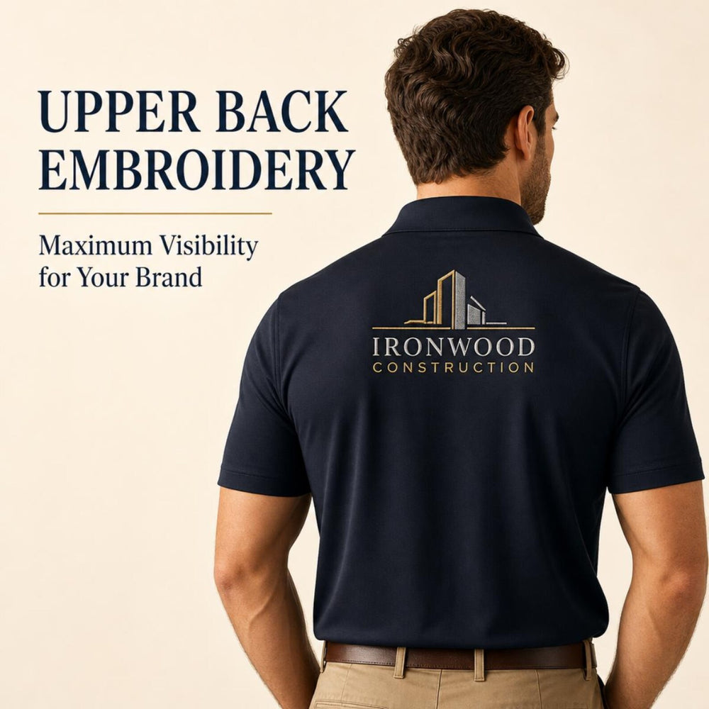 Polo upper back embroidery example