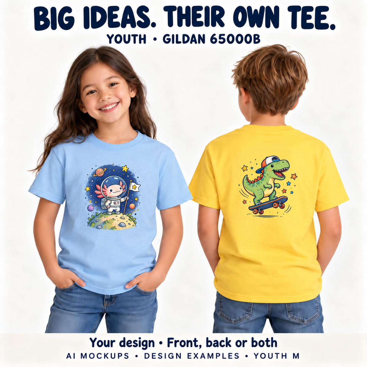 Custom DTG Youth T-Shirt – Upload Your Photo or Design | Gildan 65000B