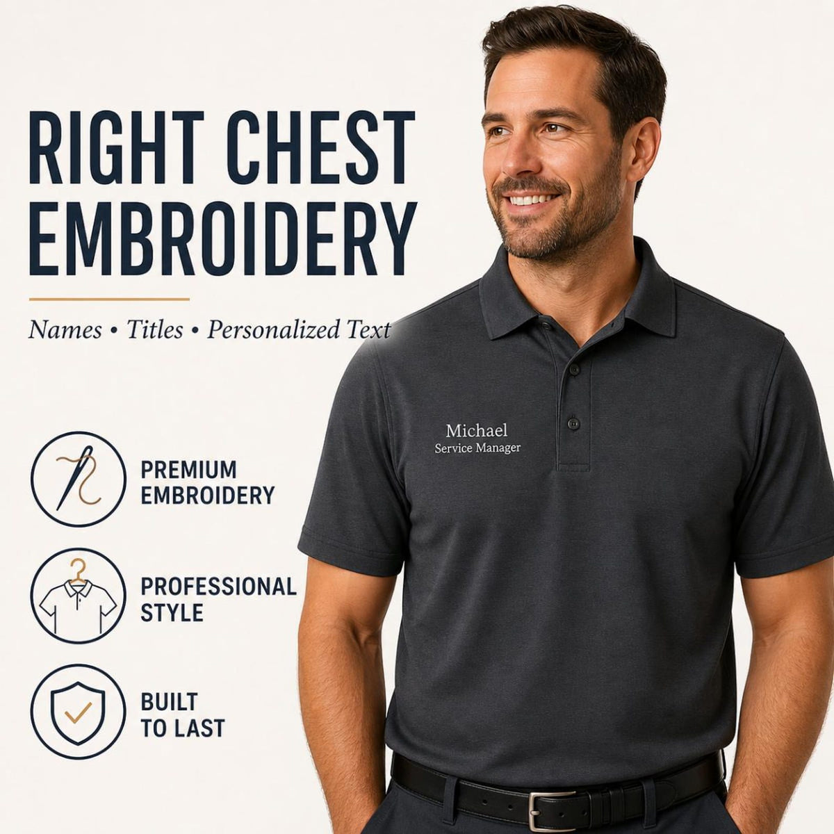 Polo right chest embroidery example