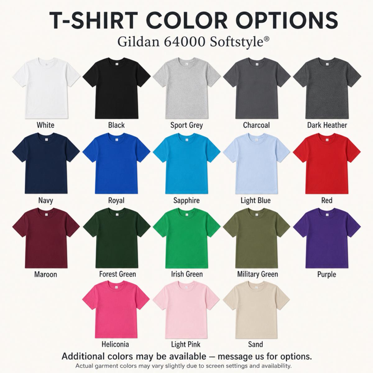 Gildan Softstyle shirt color chart
