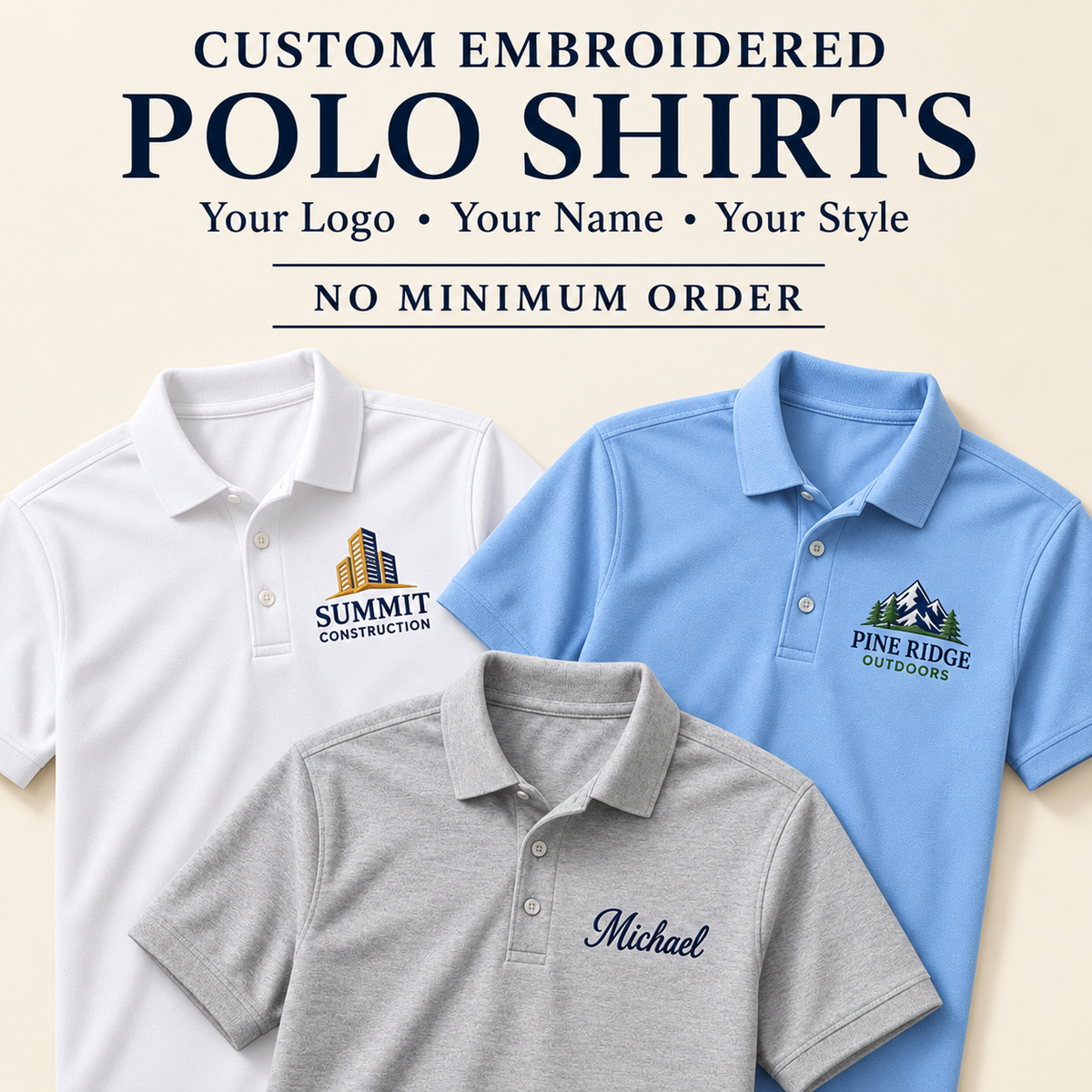 Custom Embroidered Polo Shirt – Personalized Logo, Name & Business Workwear