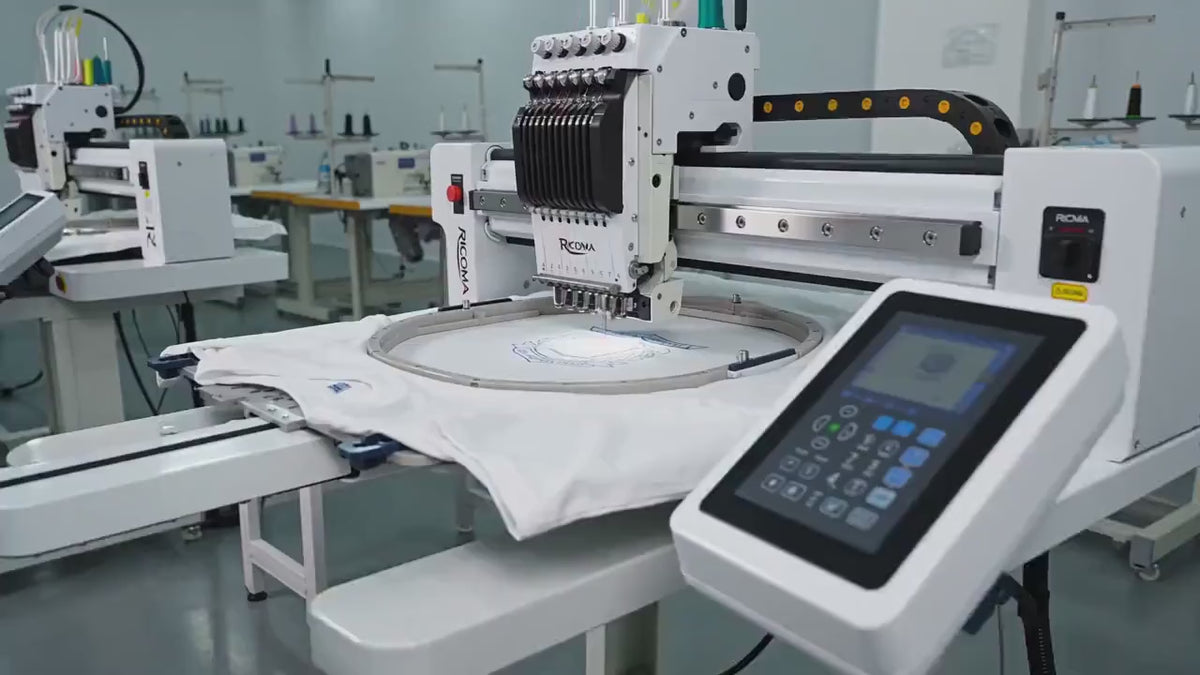 Commercial embroidery machine stitching custom designs