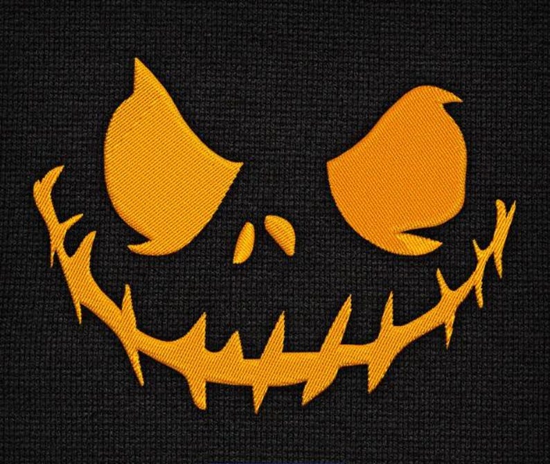 Design 4: Stitched Pumpkin Face embroidery artwork for standard tote; background is not printed