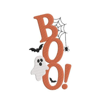 Design 7: BOO! Ghost embroidery artwork for standard tote; background is not printed