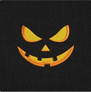 Design 9: Classic Jack-o-Lantern embroidery artwork for standard tote; background is not printed